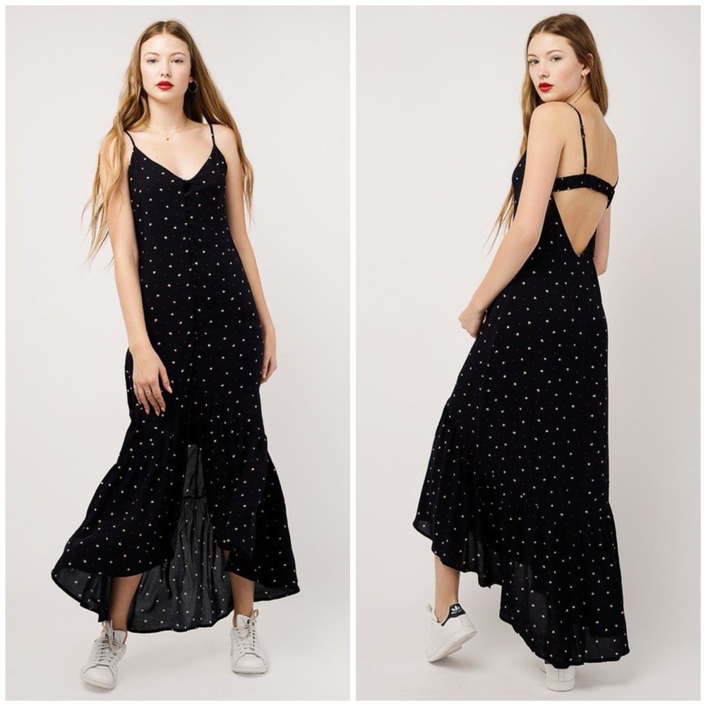AZALEA Strap Button Up Maxi Dress‎ Navy/red Size S